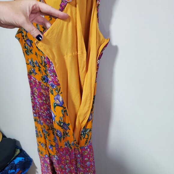 BY ANTHROPOLOGIE Floral Hanky-Hem Midi Dress Ruffle Sleeve OB1465463 Women Large - Picture 9 of 16